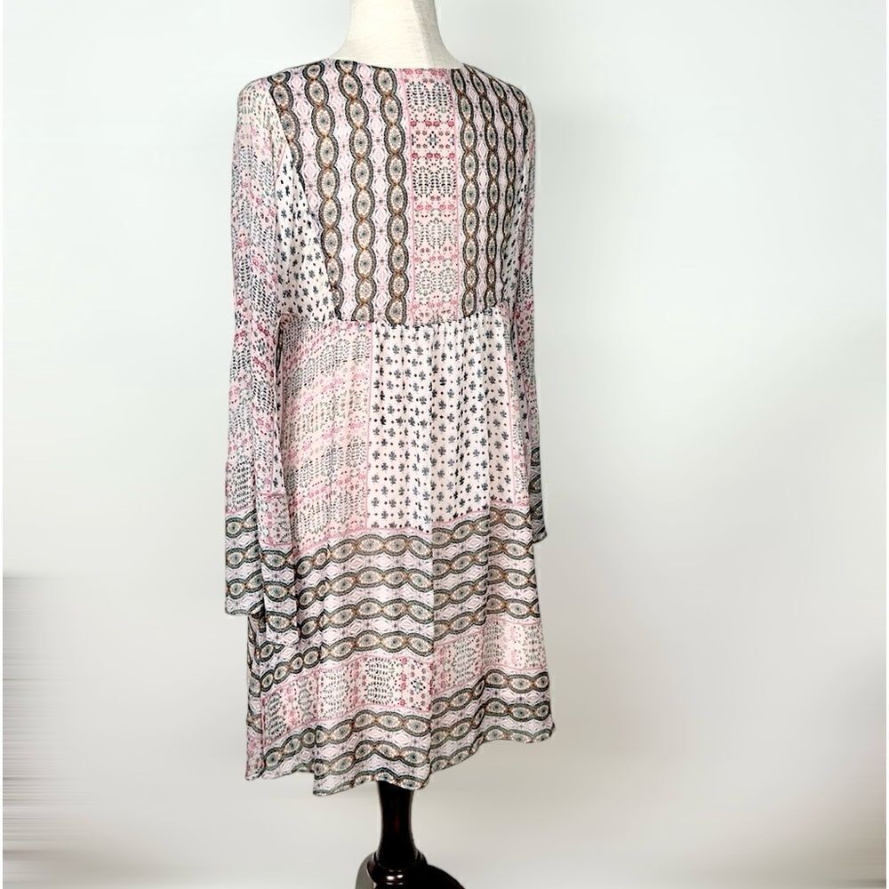 Rebecca Minkoff Redland Mini Dress Pink Chiffon Long Sleeves V-neck size S - Picture 11 of 15